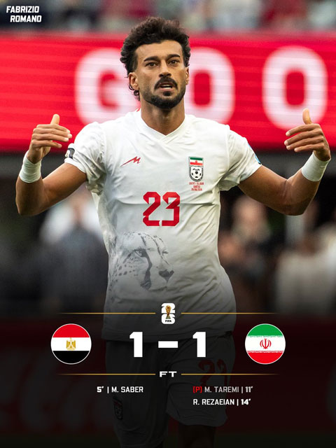 Kết quả chung cuộc Ai Cập vs Iran
