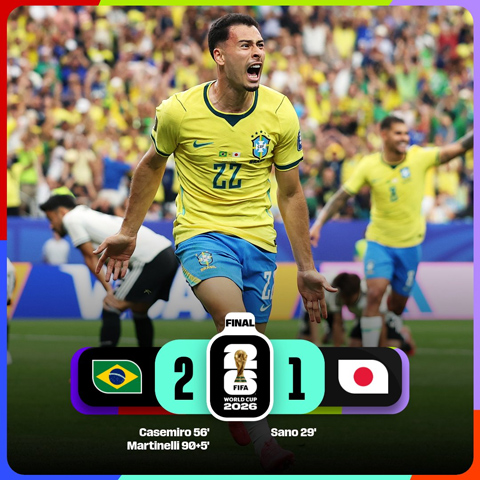 Kết quả chung cuộc Brazil vs Nhật Bản