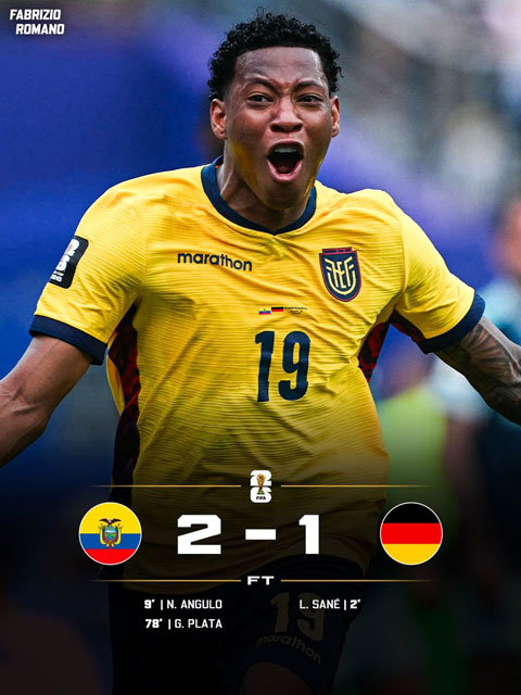 Kết quả chung cuộc Ecuador vs Đức