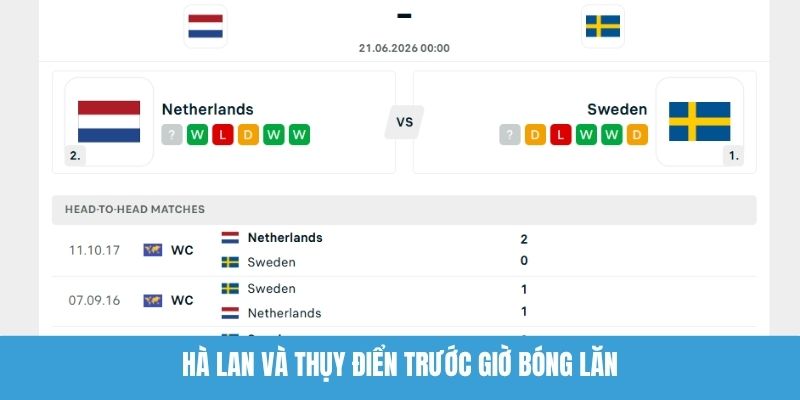 Hà Lan Và Thụy Điển Trước Giờ Bóng Lăn