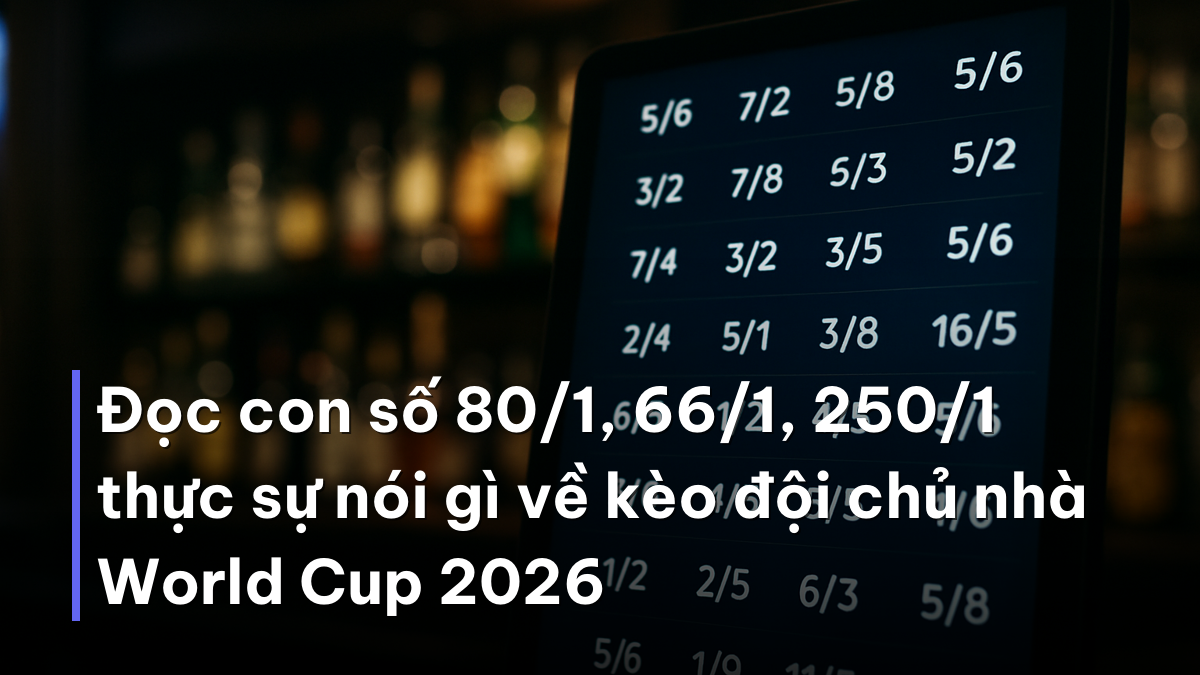 Đọc con số 80/1, 66/1, 250/1 thực sự nói gì về kèo đội chủ nhà World Cup 2026 Bảng số tỷ lệ kèo đội chủ nhà World Cup 2026