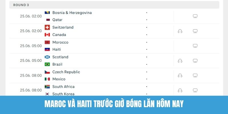 Maroc và Haiti trước giờ bóng lăn hôm nay