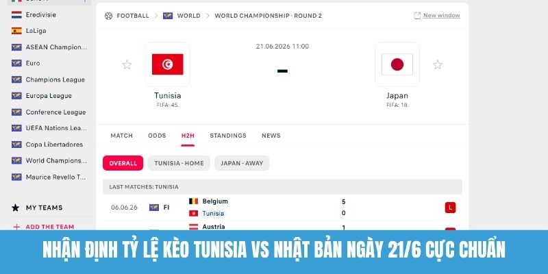 Nhận định tỷ lệ kèo Tunisia vs Nhật Bản