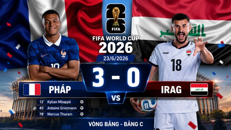 Kết quả Pháp 3-0 Iraq: Mbappe và Dembele tỏa sáng Kết quả Pháp 3-0 Iraq: Mbappe và Dembele tỏa sáng