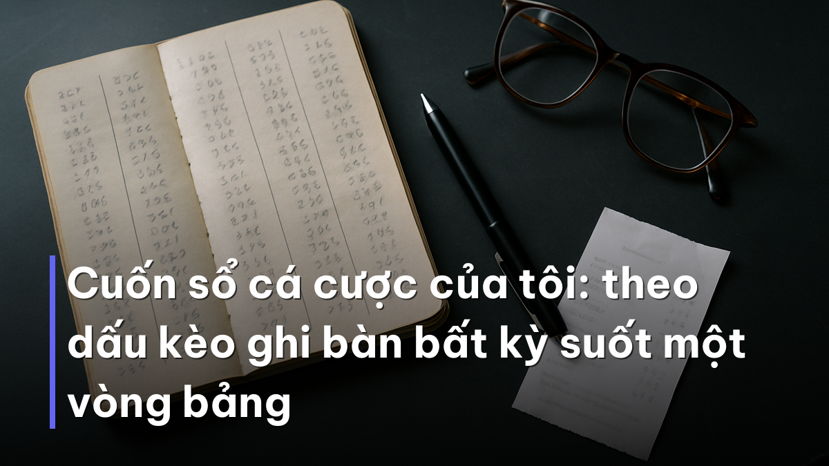 Cuốn sổ cá cược của tôi: theo dấu kèo ghi bàn bất kỳ suốt một vòng bảng Cuốn sổ theo dõi kèo cầu thủ ghi bàn World Cup 2026 với các con số viết tay