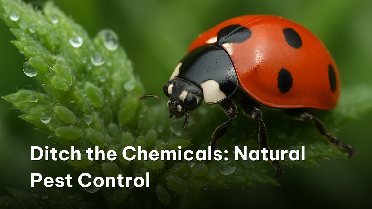 Ladybird controlling aphids naturally, a chemical-free sustainable home gardening tip