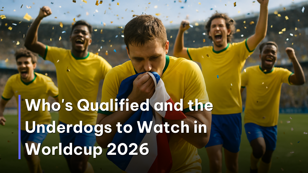 Worldcup 2026 underdog team celebrating qualification on the pitch