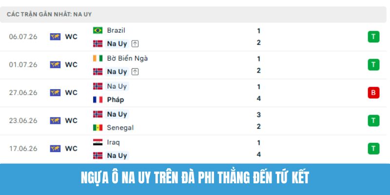 Ngựa ô Na Uy trên đà phi thẳng đến Tứ kết